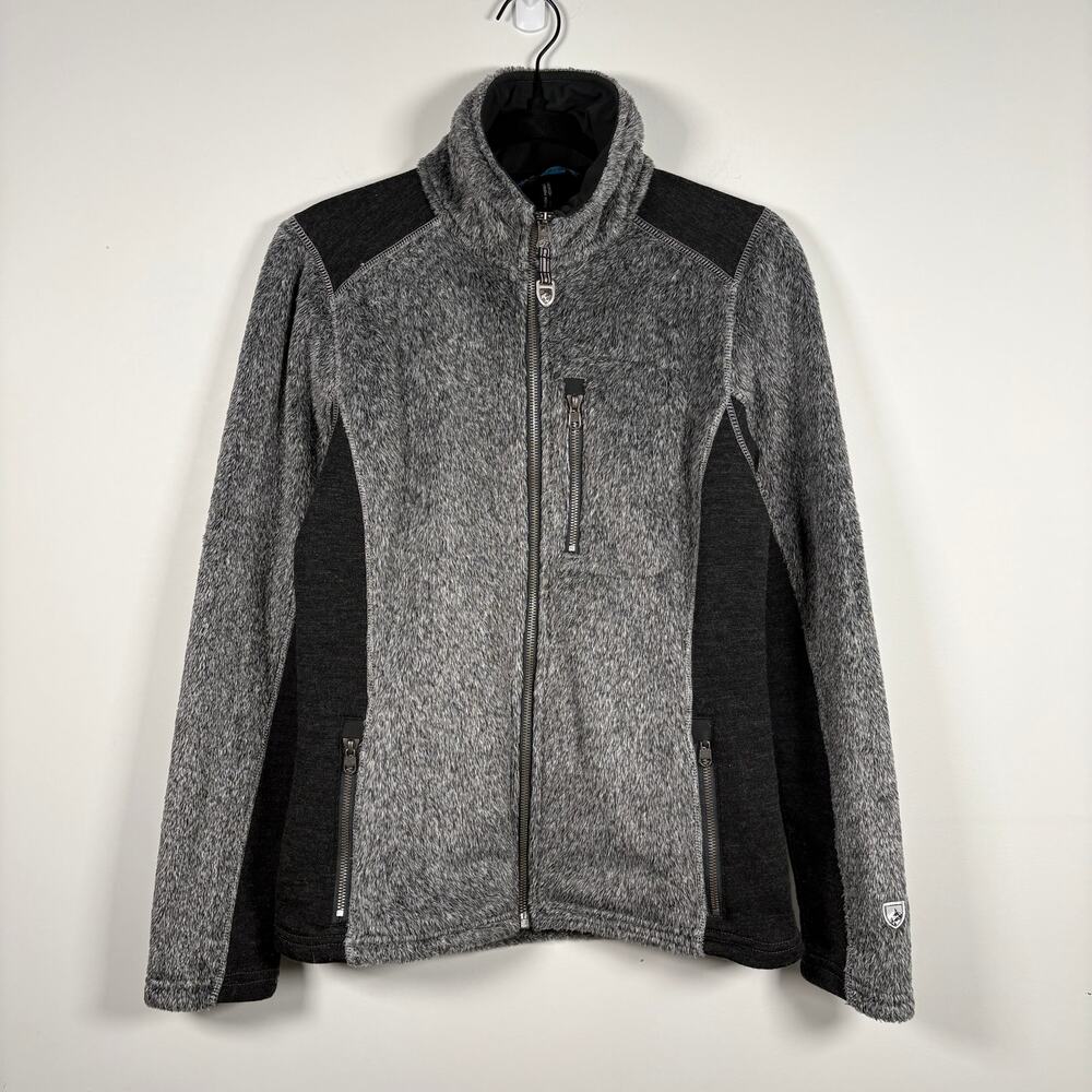 Women's Kuhl Ash Grey Collared Full Zip Long Sleeve Fleece Alpenlux Jacket